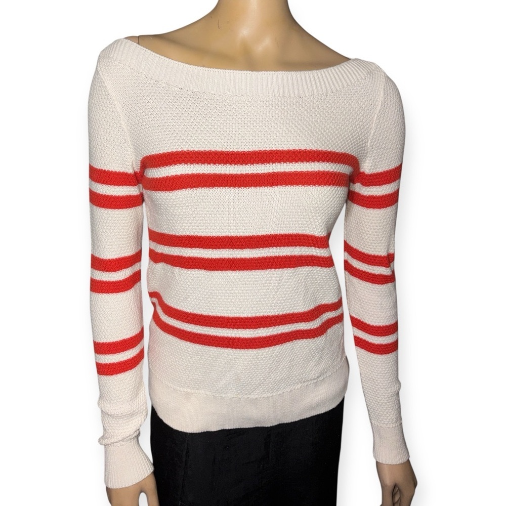Banana Republic women’s Off-Shoulder nautical preppy long sleeve knit Sweater XS - Picture 2 of 12